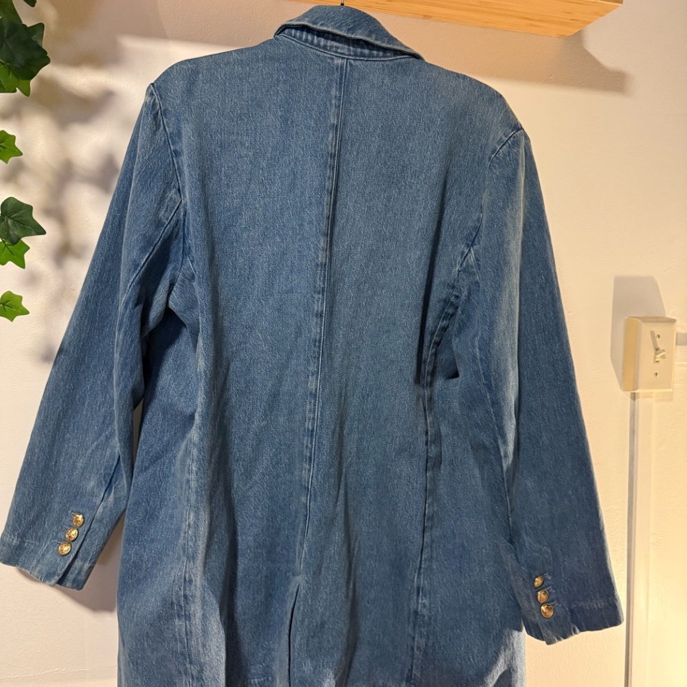 Express Denim Blazer Jacket With Button Details - image 4